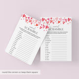 Valentines Day Word Scramble Printable Game with Answers