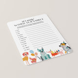 Dog Party Game Word Scramble with Answer Key