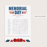 Memorial Day Word Search with Hidden Message Printable