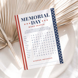 Memorial Day Word Search with Answer Key Printable