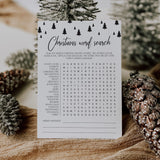 Black and White Christmas Game Word Search Printable