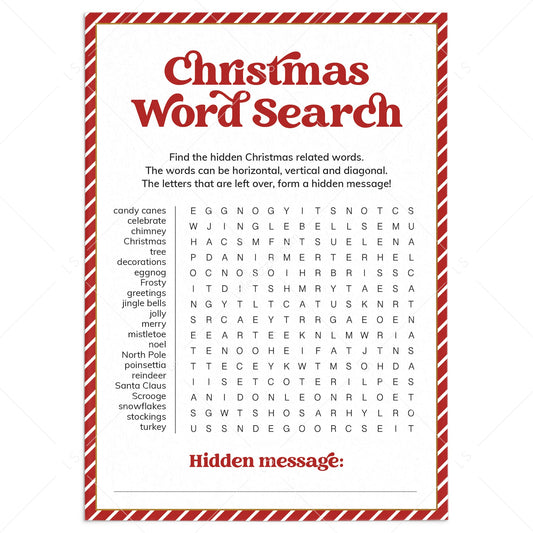Printable Christmas Word Search Puzzle by LittleSizzle
