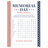 Memorial Day Word Search with Answer Key Printable by LittleSizzle