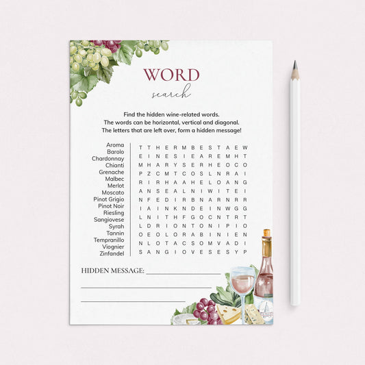 Wine Word Search Game Printable by LittleSizzle