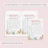 Spring Word Search with Hidden Message Printable