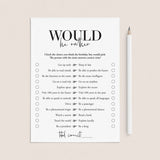 Birthday Would He Rather Game Printable by LittleSizzle