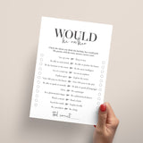 Birthday Would He Rather Game Printable