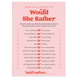 Would She Rather Bachelorette Party Game Pink and Red by LittleSizzle