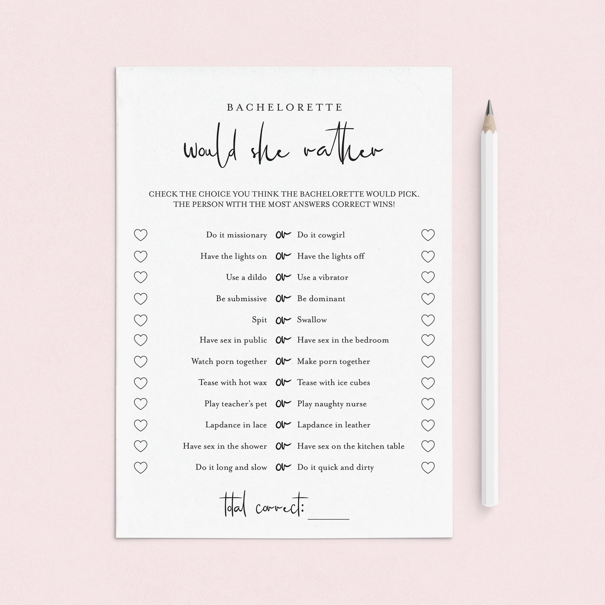 Bachelorette Would She Rather Game Printable by LittleSizzle