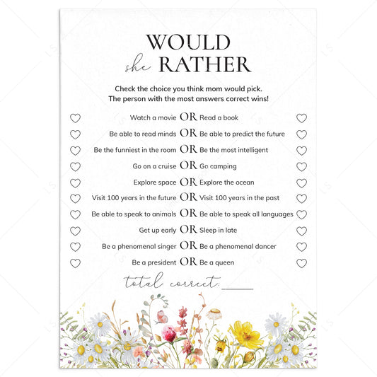 Would Mom Rather Printable Mother's Day Game by LittleSizzle