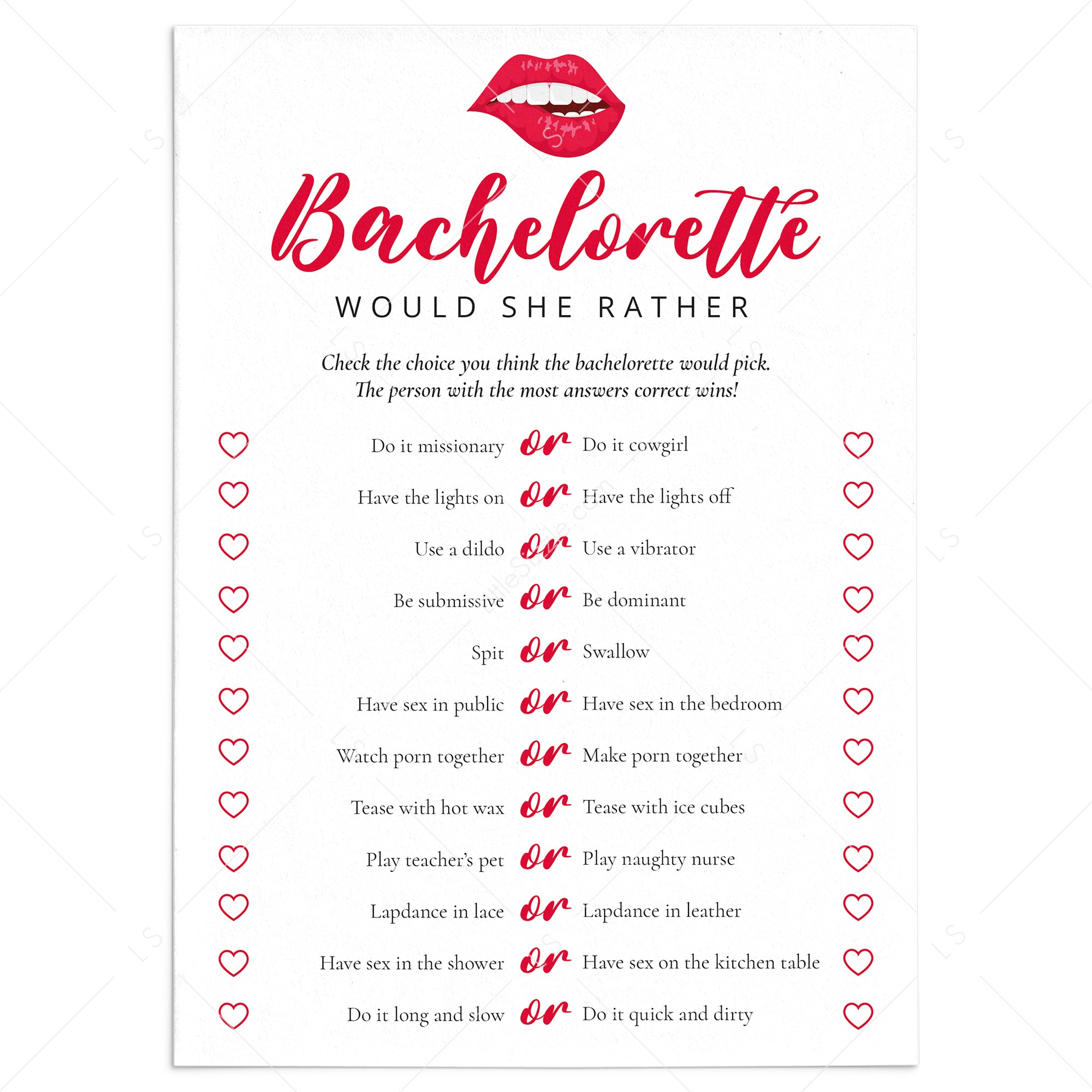 Would She Rather Bachelorette Game Dirty by LittleSizzle