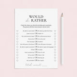 Printable Would She Rather Birthday Game for Teen Girl by LittleSizzle
