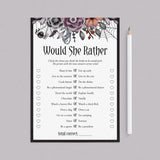 Halloween Theme Bridal Shower Game Would She Rather by LittleSizzle