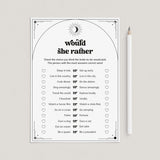 The Coven Bridal Shower Would She Rather Game Printable by LittleSizzle