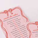 Dirty Bachelorette Would She Rather Questions Printable