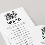 Skull Bridal Shower Would She Rather Game Instant Download