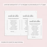 Elegant Girl Birthday Party Game Cards Bundle Instant Download