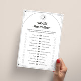 The Coven Bridal Shower Would She Rather Game Printable