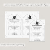 Would She Rather Bridal Shower Game Halloween Theme