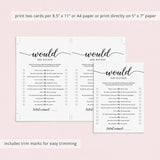Birthday Party Game for Her Would She Rather Printable