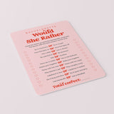 Would She Rather Bachelorette Party Game Pink and Red