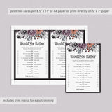 Halloween Theme Bridal Shower Game Would She Rather