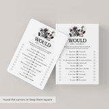 Skull Bridal Shower Would She Rather Game Instant Download