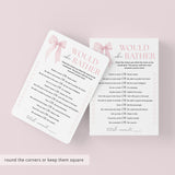 Pink Bow Baby Shower Games Printable