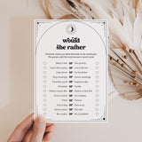 The Coven Bridal Shower Would She Rather Game Printable