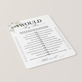 Would They Rather Anniversary Party Game Printable
