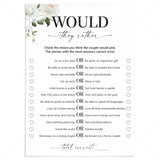 Would They Rather Anniversary Party Game Printable by LittleSizzle