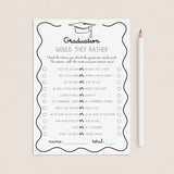 Graduation Party Game Would They Rather Questions Printable by LittleSizzle