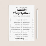 Retirement Would They Rather Questions Printable by LittleSizzle