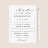 Would The Retiree Rather Printable Retirement Party Games by LittleSizzle