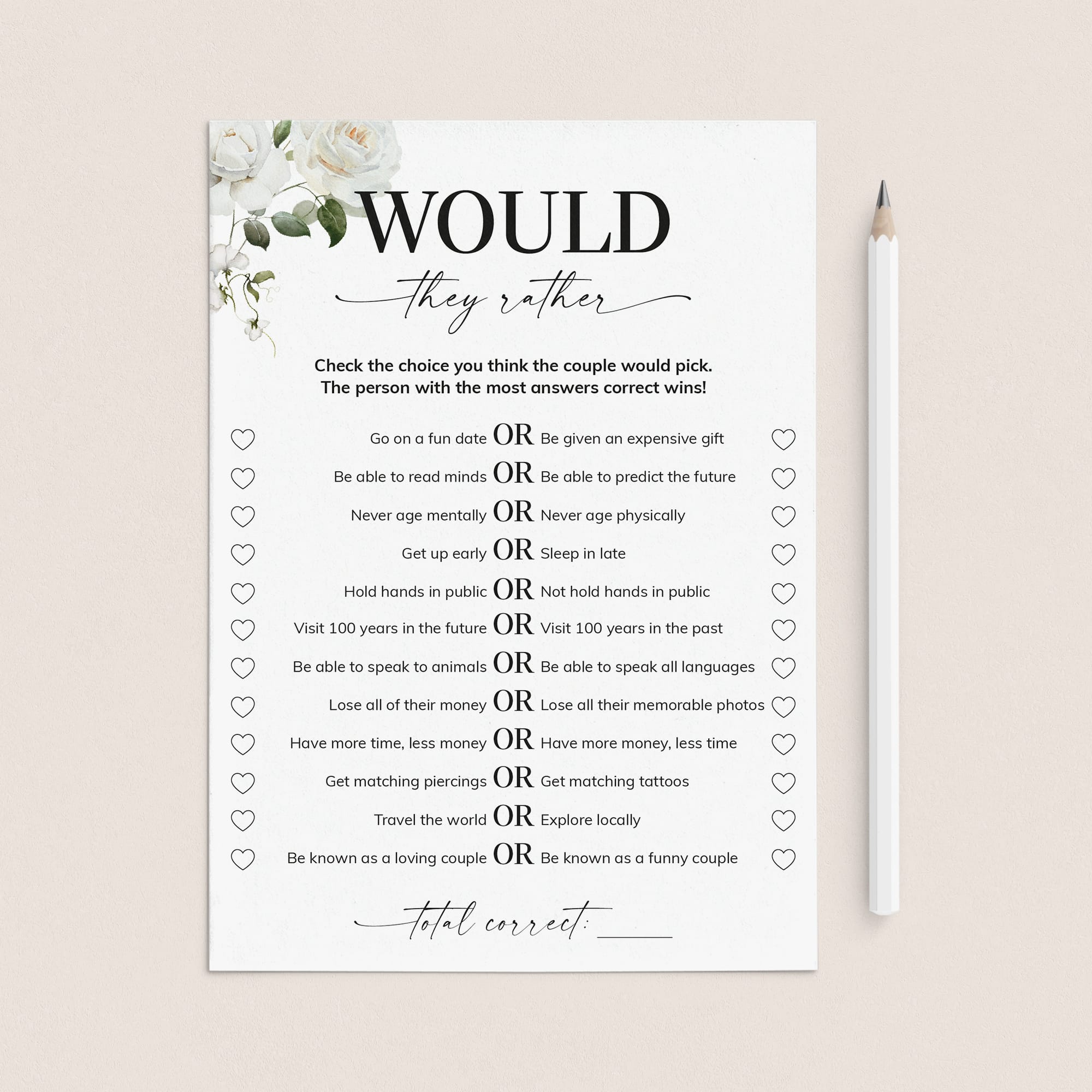Would They Rather Anniversary Party Game Printable by LittleSizzle