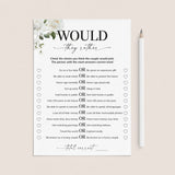 Would They Rather Anniversary Party Game Printable by LittleSizzle