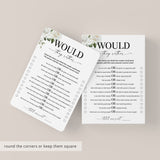 Would They Rather Anniversary Party Game Printable