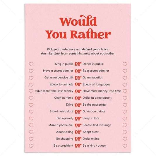 Would You Rather Couple Questions Digital Download by LittleSizzle