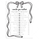Would You Rather Questions for Girls Night In Coquette Bow Theme by LittleSizzle
