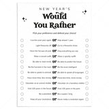 New Year's Eve Would You Rather Questions Printable by LittleSizzle