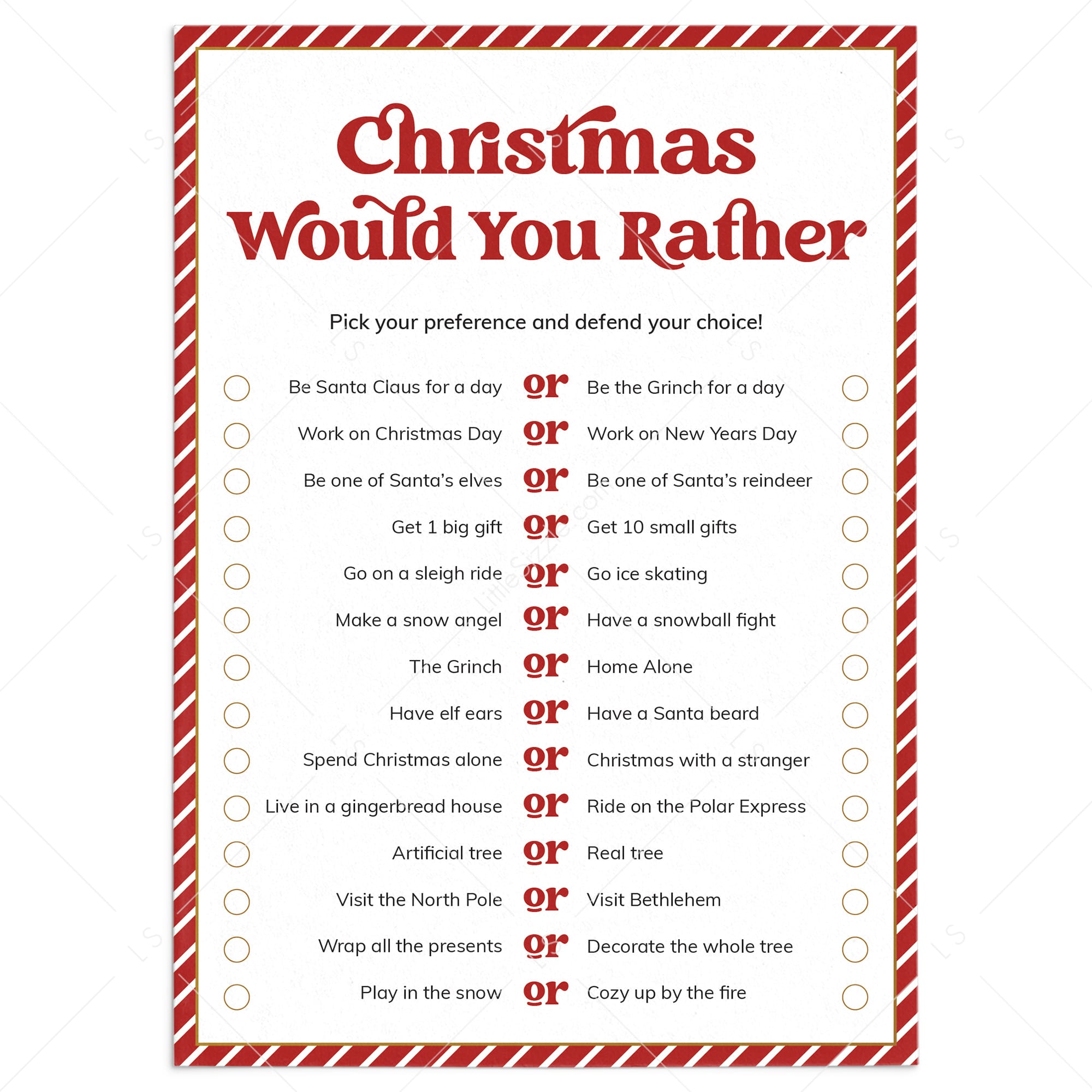 Christmas Would You Rather Questions for Adults by LittleSizzle