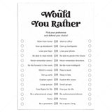 Printable Office Party Game Would You Rather by LittleSizzle
