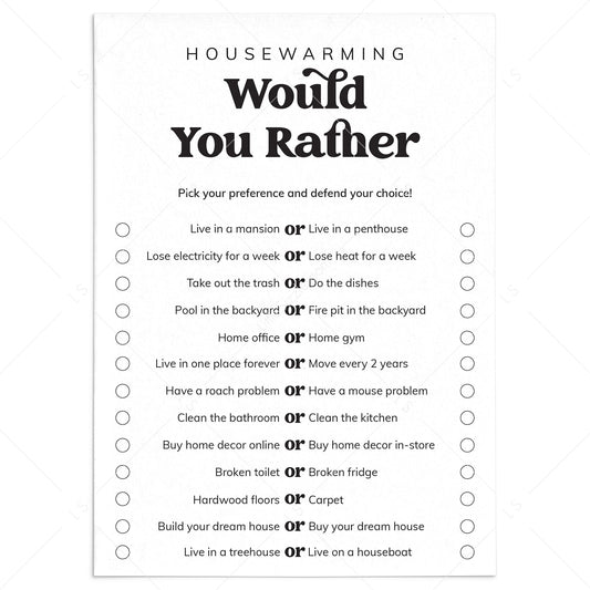 Housewarming Would You Rather Game Digital Download by LittleSizzle
