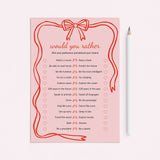 Girls Night Would You Rather Questions Printable Pink Wavy Border by LittleSizzle