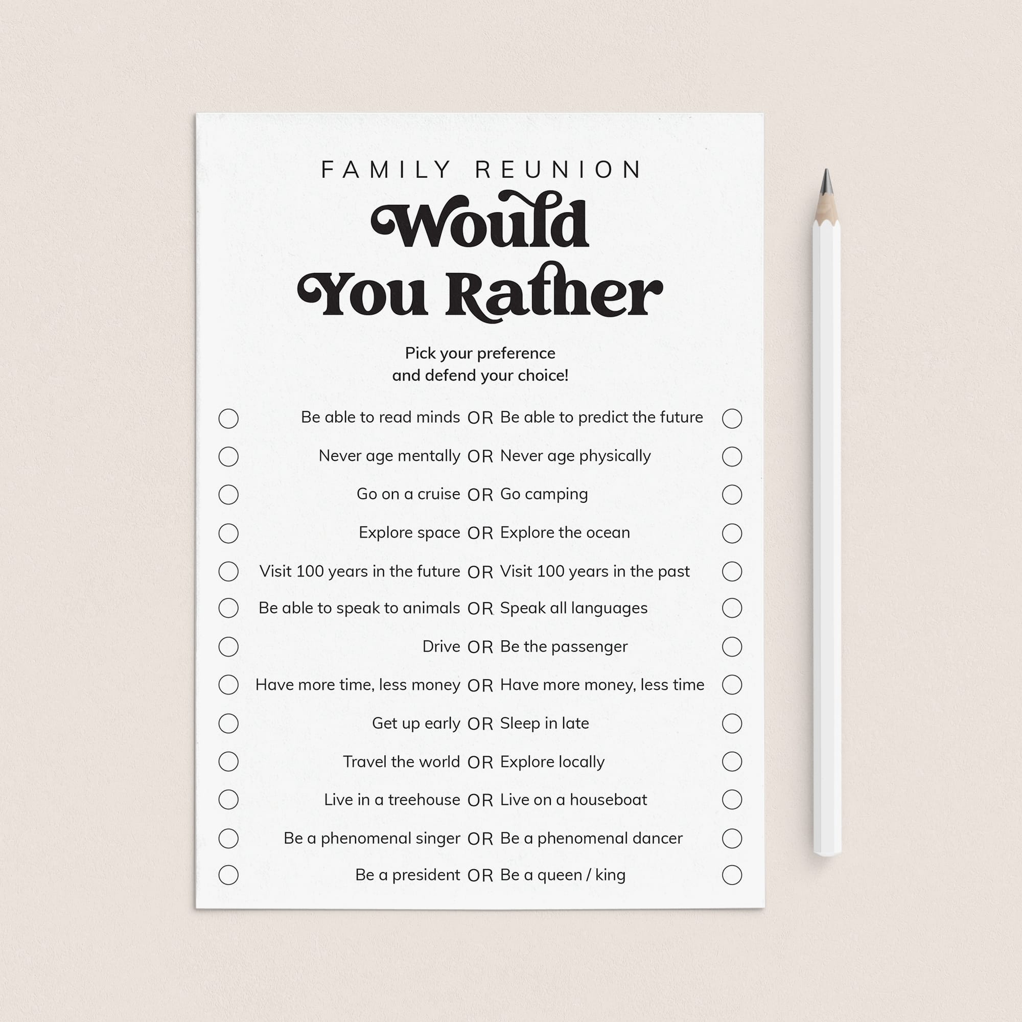 Family Reunion Game Would You Rather Questions by LittleSizzle