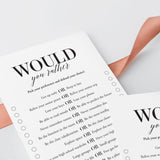 Would You Rather Questions for a Class Reunion | Printable Cards
