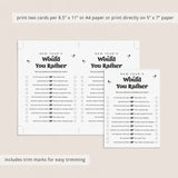New Year's Eve Would You Rather Questions Printable