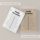 New Year's Eve Would You Rather Questions Printable