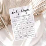 Simple Baby Shower Baby Bingo Black and White Printable