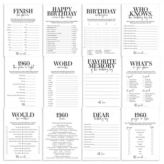 Born in 1960 65th Birthday Party Games Bundle For Men by LittleSizzle